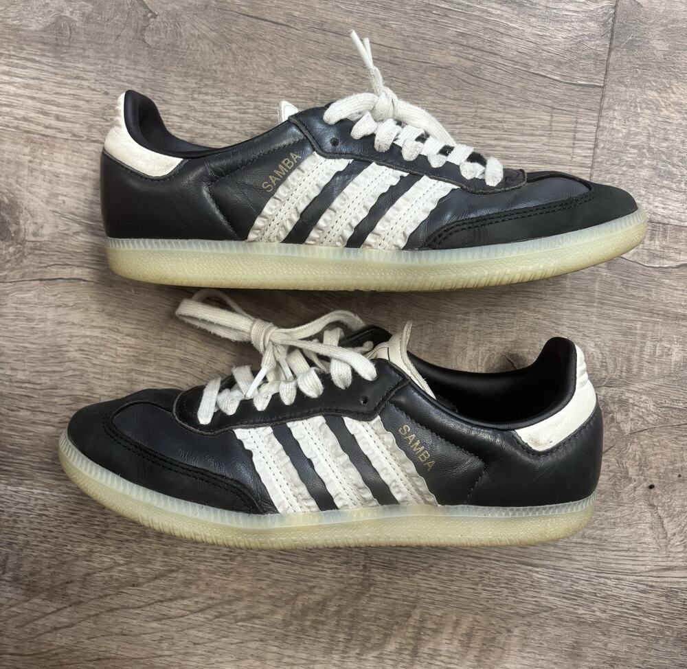 adidas Samba OG Ruffle Stripes Carbon Black Off White Women's Size 7.5 JR8831